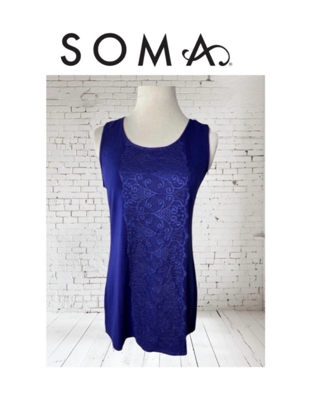 Soma 
Cool Nights Periwinkle Lace Pajama Top